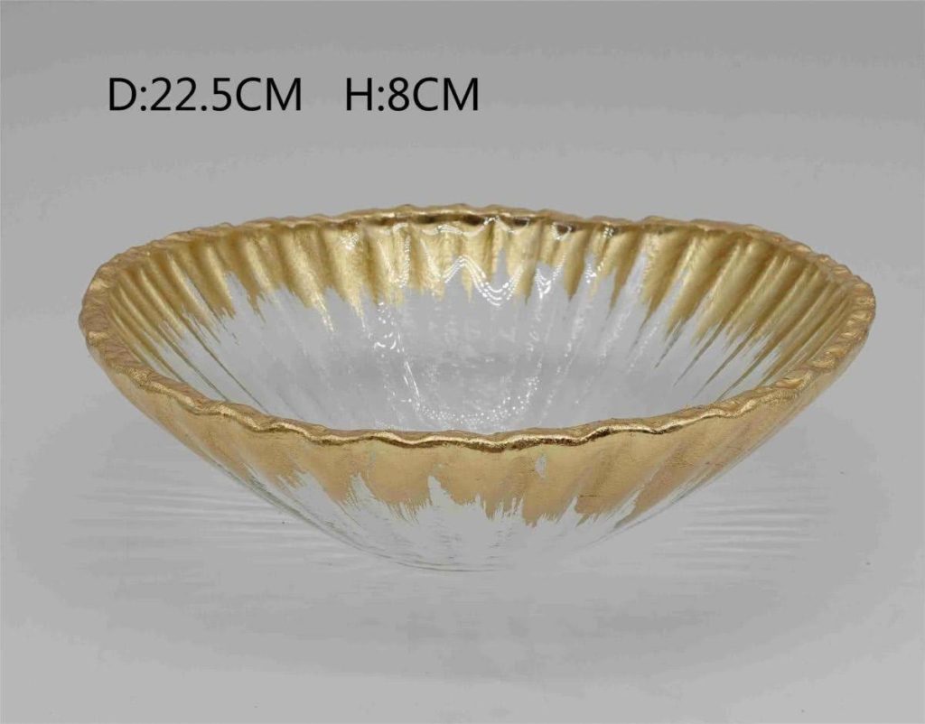 Bowl Inclinado En Cristal Borde Dorado Lupe Divano Srl