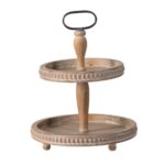 CAKE STAND 2 NIVELES MADERA WASH