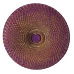 PLATO BASE EN CRISTAL ORO Y MORADO ARABESCO D. 13´´