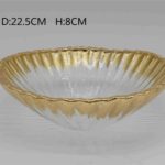 BOWL INCLINADO EN CRISTAL BORDE DORADO LUPE