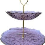 GLASS CAKE STAND 2 NIVELES PURPLE "AMELIE"