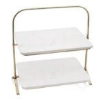CAKE STAND WHITE MARBLE 2 NIVELES