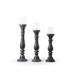 CANDELABRO EN MADERA GRIS "AGRA" MED.