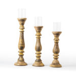 CANDELABRO EN MADERA NATURAL "AGRA" PEQ.