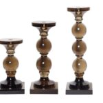 CANDELABRO EN CRISTAL AMBAR "UMEA" MED.