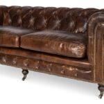 SOFA CAPITONEADO LEATHER "CHESTERFIELD" BROWN