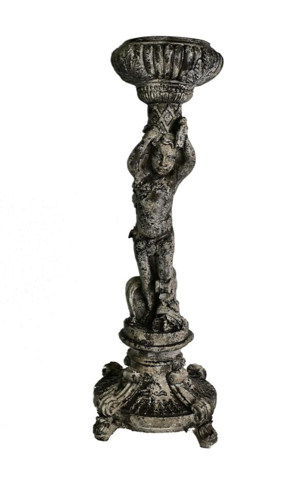 ESCULTURA EN PIEDRA "QUERUBIEN CON CUENCO"