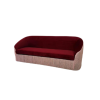 SOFA TERCIOPELO 4 PLAZA FRINGE RED