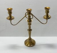 CANDELABRO GOLD VINTAGE BRASS 3 BRAZOS