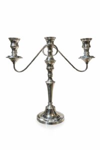 CANDELABRO NICKEL VINTAGE 3 BRAZOS