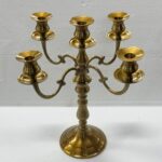 CANDELABRO VINTAGE BRASS GOLD 5 BRAZOS