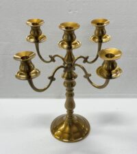 CANDELABRO VINTAGE BRASS GOLD 5 BRAZOS