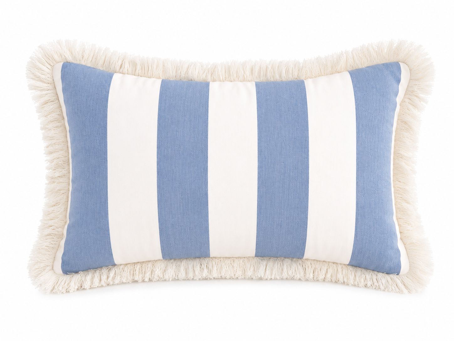 COJIN BLANCO Y AZUL CON FLECOS "CAPRI"